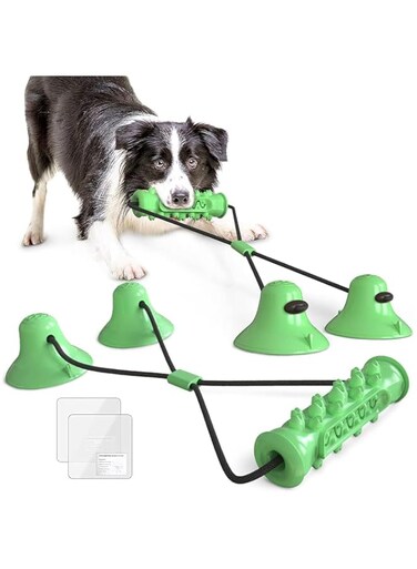Suction Cup Dog Toy,Upgrade Dog Chew Toys with Stronger Ropes for Teeth Cleaning/Playing,Indestructible Chew Rope Toys for Small Medium Large Dogs (green)