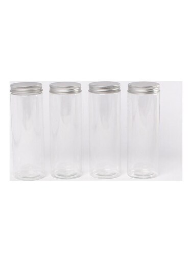 4-Piece Spice Jar Set Clear/Silver 16cm