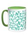 Hearts Printed Coffee Mug Teal Green/White/Black 11ounce