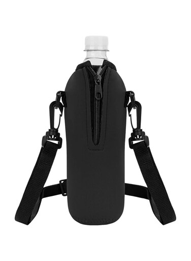 Linkidea Carrier Bag for Bottle Water Compatible with 16.9 Fl Oz Smartwater, Crystal Geyser, Arrowhead Disposable Bottles, Insulated Neoprene Bottle Cooler Cover with Clip for Backpack, Black