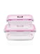 Glass Storage Food Container 2Pcs 600+400ml With Pink Silicone Lid Clear 19x14x12cm