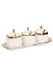 Ceramic Spice Jar, Mixing Bowl with Lid, Spoon and Tray, Set of 3, Kitchen, Countertop Spice Jar, Gold and White