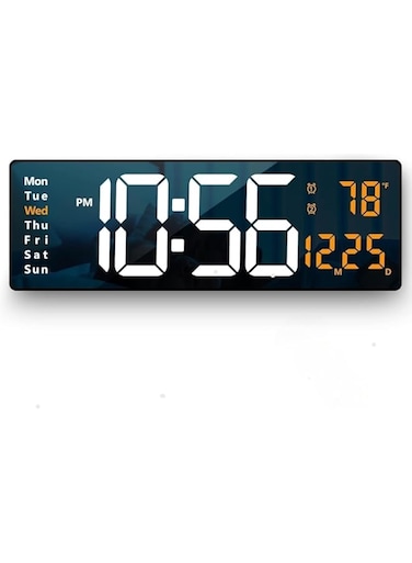 Limos Digital Wall Clock Large Display 16.2 Inch Alarm Clock with Remote Control, LED Digital Clock Large Clock Automatic Brightness Dimmer Big Clock with Date, Week, Temperature