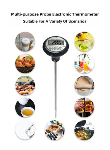 Instant Read Digital Cooking Thermometer &acirc;&euro;&ldquo; 4.7 Inch Probe for BBQ, Grilling, Coffee, and Deep Frying