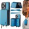 Case Cover For iPhone 16 Pro Max JEEHOOD C22 Series Zipper Wallet Leather Phone Case with Dual Lanyard(Blue)
