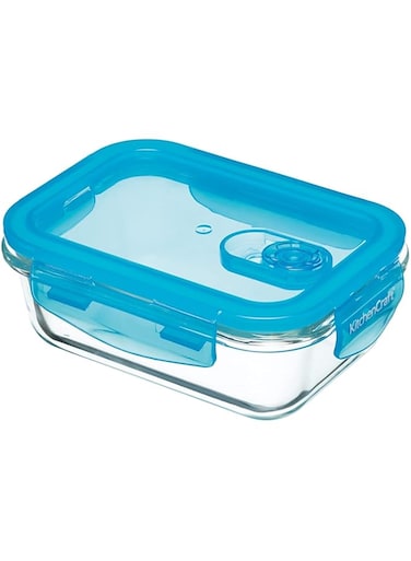 Kitchencraft Kcglsstor01 Glass Storage Container With Vent, Rectangular, 350Ml, 12X11X5.5Cm, Labelled