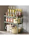 Expandable Countertop Organizer Shelf,2-Tier Kitchen Countertop Organizer Shelf,Cabinet Pantry Storage Shelves,Kitchen Spice Rack Organization and Storage for Kitchen Bathroom (2-Tier Green)