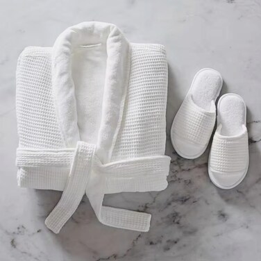 MAXQON Bathrobe (Unisex) - Luxurious Cotton Waffle With Terry Inside Double Layer Highly Absorbent Super Soft Bathrobes For Women &amp; Men- Adult Size, Color White