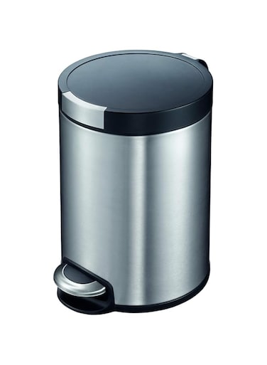 Eko Artistic 5-Liter, Fingerprint Resistant BrUShed Stainless Steel Finish, Round Step Waste Bin With Soft Close Lid, Durable Cantilever Foot Pedal Mechanism, Alek5, 20.5 diameter x 29 cm height