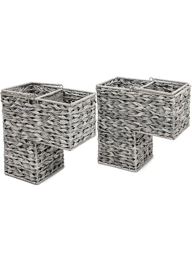 Trademark Innovations 14.5" Plastic Wicker Storage Stair Basket Set With Handles (Set of 2)