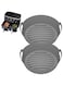 2 Pack Silicone Air Fryer Pots, Food Grade 8 QT - Food Grade Reusable Air Fryer Accessories Non-Stick, Oil-Proof, Water-Proof Silicon Baking Tray for Ninja Foodi DZ201/DZ401 (Grey)