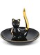 NALACAL Cat Ring Holder Gift for Cat Lover, Functional Kitty Ring Holder, Black Ceramic Cat Ring Dish with Cat Tail for Rings Earrings Jewelry, Gifts for Cat Lovers Engagement Birthday Anniversary