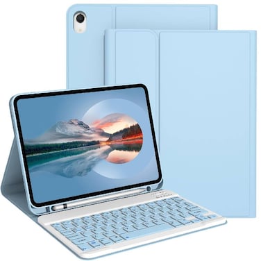 ZOOMEE Keyboard Case for iPad 11th Generation (A16) 2025, for iPad 10th Generation 2022 [Magnetic Detachable Wireless Keyboard][Support 3 System] Folio Case with Pencil Holder, Light Blue