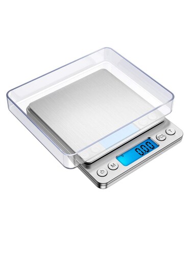 Digital Kitchen Scale with 2 Trays, 500g/ 0.01g Mini Pocket Jewelry Scale, Cooking Food Scale, Back-Lit LCD Display Grams And Ounces For Weight Loss, Dieting, Baking, Cooking, Meal Prep, Coffee, Jewelry