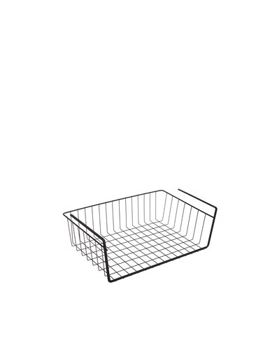 Hanging Under Shelf Storage Basket, Small Wire Basket Space Saving Organizer for Kitchen Office Bathroom Cupboard Pantry Cabinet Bookshelf, Black