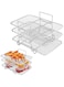 SUSNUAN 3 Layer Air Fryer Rack, Stainless Steel Air Fryer Three Layer Cooking Rack, Multi-Purpose Air Fryer Accessories, Suitable for Double Basket Air Fryer, Roasting Oven, Microwave, 90001