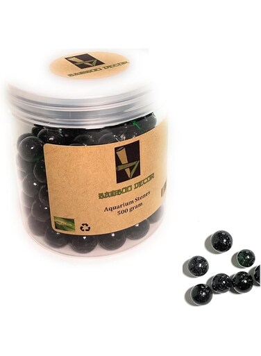 Graycart-DXB Bamboo Decor_Decorative Glass Stones for_Aquarium_Bowls_Pots_Premium Finish Hard Glass Suitable for indoor/outdoor (500, Green Glass Balls)