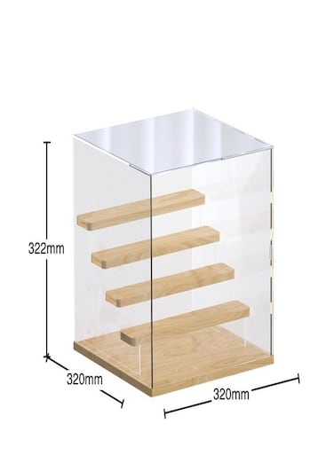 Display Box with Wooden Base 5 layer Dust proof