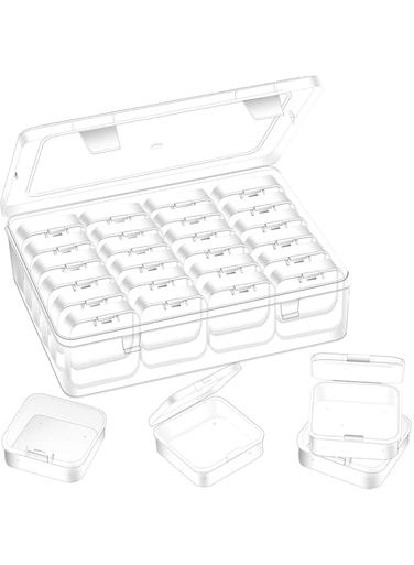 Rayyan Bead Organizer Box, 30Pcs Small Clear Plastic Storage Containers, 1 Large Craft Organizer Box,Mini Parts Storage Solution for Beading Jewelry Making Diamond Arts Screws Seeds