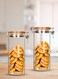 Set of 2- 1000ML Borosilicate Glass Storage Jar With Clip and Airtight Bamboo Lid, for Candy Cookie Rice Sugar Flour Pasta Nuts