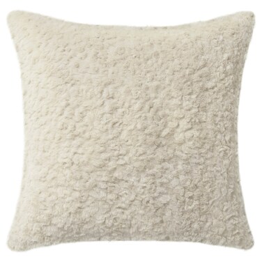 Plush Faux-Fur Cushion Cover, Beige, 48x48 cm