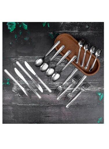 Cutlery Set- RF12591/ 16 Pieces Spoons Set, Includes 4 Table Knives, 4 Forks, 4 Tablespoons, 4 Teaspoons/ Stylish and Light-Weight, 100% Food-Grade Silver