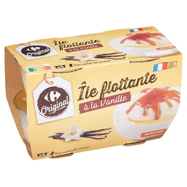 Carrefour Original Floating Island Dessert with Vanilla Custard, 100g, Pack of 4