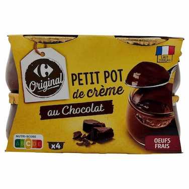 Carrefour Original Chocolate Dessert Cream in Glass Jars, 100g, Pack of 4