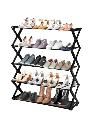 Beauenty 5 Layers Shoe Rack, Portable 5-tier Storage Organizer Rack for Entryway, Easy Installation (shoe rack-5L)
