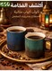 2pcs 75ml mini espresso mugs (kiln-fired blue and kiln-fired green) with ceramic wooden handles and gradient glazes, perfect for serving Turkish coffee, lattes, and cappuccinos. Japanese-style porcelain mini coffee mugs with wooden handles and small ceramic teacups.