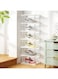 East Pack of 6 Sturdy Clear Shoe Storage Organizer, Stackable Boxes for Closet, Foldable Space-Saving Shoe Rack for Sneaker Boot Container