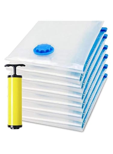 SKEIDO vacuum Space Saver Reusable Sealer Storage bags 60x80cm pouches 7pcs With Suction Pump (60 * 80cm 7bags with pump)