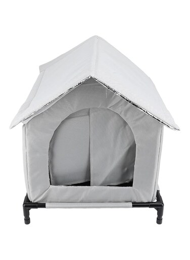 gernie Cat House for Outdoor Cats, Waterproof Outdoor Cat Shelter for Winter, Elevated Weatherproof Cat Houses, Universal Enclosed Tent Insulated Shelter for Stray Cat (Gray)