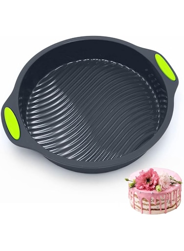 Excefore Silicone Baking Cake Mould, 9 Inch Non-Stick Cake Tin, Round Cake Pan Silicone Pan, Silicone Cake Moulds for Layer Cake Cheesecake Pies Pizza Birthday Party DIY