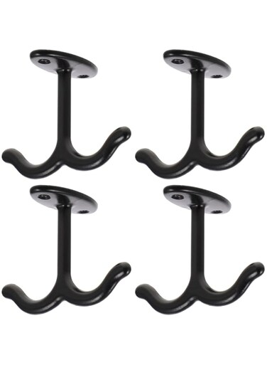 UKCOCO Double Prong Ceiling Hook. Zinc Alloy Towel/Robe Clothes Hook for Closet Top Bathroom Kitchen Cabinet Garage 4pcs