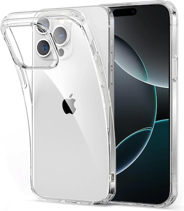 Muzz Crystal Clear Case for iPhone 16 pro, Silicone, TPU Material, Ultra Thin, Transparent (iPhone 16 Pro)