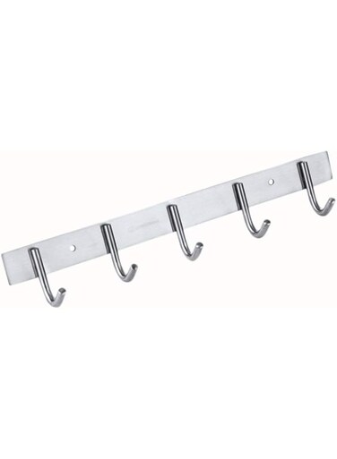 Gulfdealz Stainless Steel Wall Mounted Coat Rack Towel Hook with 5 Heavy Duty Hooks - Silver