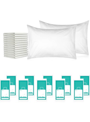 Disposable Pillow Case Covers,White Pillowfor Hotels Single Use Pillowcase,Non Woven Pillow Covers,Disposable Portable Bedding for Travel,Disposable Home Bedding Supplies(10 Pcs)