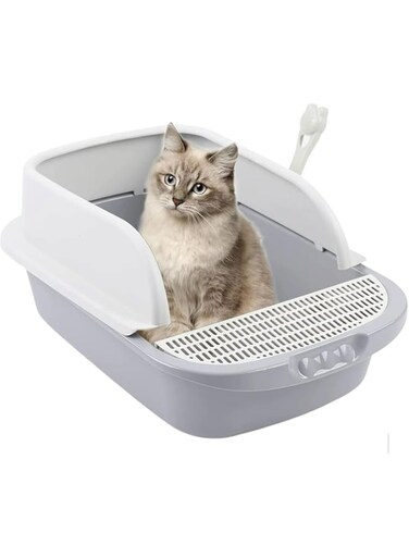 xiangxiang Open cat Litter Box, Removable Cat Litter Box, Easy to Clean Semi-Closed Litter Box for Cats and Small Dogs,Easy to Clean and Assemble (Gray)