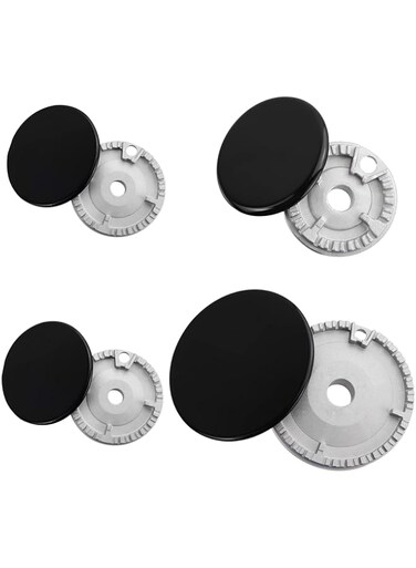 Universal Portable Gas Stove Burner Replacement, Cover Kit for Most Stove Handles Quality Metal Parts, Black 4pc