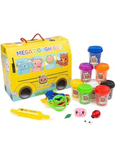 CoComelon Mega Dough Bus 8 Different Pots of Dough Kids Character Theme Art &amp; Craft Clay Dough Play Set