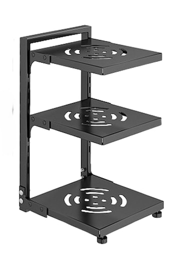 Adjustable 3-Layer Pot Rack Organizer Black