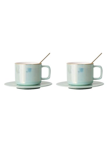 2-Piece150ml Nordic Colorful Luxury Ceramic Coffee Saucer And Cup With Handle