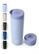 Insulated Travel Mug 500ml Stainless Steel Coffee Cup with Push Button Lid, Double Wall Vacuum Flask Thermos, Leakproof Tumbler for Hot &amp; Cold Drinks, Keeps Hot 8 Hours Cold 24 Hours, Portable Durable Coffee Tea Water Mug, Cup Holder Friendly Travel Tumbler (Purple)