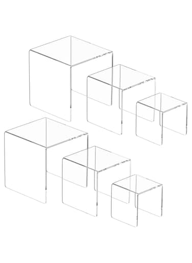 NIUBEE 2 Set Acrylic Risers Display for Funko POP Figures,Clear Cake Stands for Candy Dessert Table Decorations-5"x6"x7