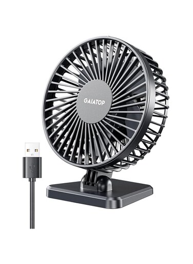 Gaiatop USB Desk Fan, Small But Powerful, Portable Quiet 3 Speeds Wind Desktop Personal Fan, Adjustment Mini Fan Table Fan for Better Cooling, Home Office Car Indoor Outdoor(Black)