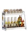 2-Tier Spice Rack Organizer for Countertop Standing Spice Organizer Kitchen Countertop Organizer Spice Shelf with Hooks Spice Holder Stainless Metal Storage Rack for Cabinet