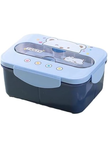 KITMAH TODDLERS BENTO LUNCH BOX FOR KIDS,GIRLS,BOYS,OFFICE,SCHOOL DISH WASHER SAFE FOOD CONTAINER PLASTIC TIFFIN WITH 3 COMPARTMENTS HEAT BOX WITH LID