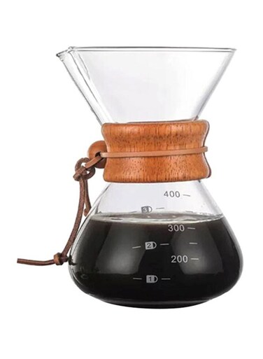 2-Piece Coffee Pot With Strainer Filter Set Clear/Brown 6x16.5x10cm