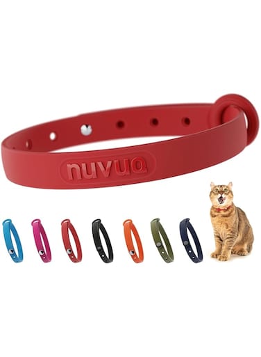 Nuvuq Comfortable, Soft and Light Cat Collar with Breakaway Snap Button (Tomato Red)